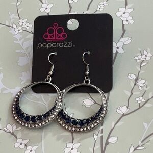 ❄️ Paparazzi | Silver and Blue Hoop Earrings Shabby Chic Date Night